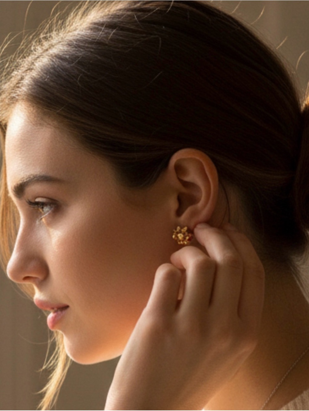 Gold Tone Gift Bow Cluster Stud Earrings - Women Jewelry